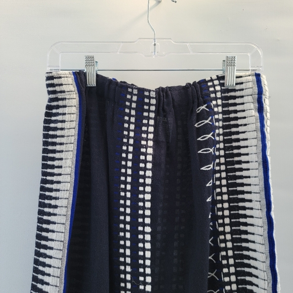 Lemlem Dark Navy Blue White Midi Skirt Size Medium Ethiopian Sustainable Artisan - Picture 2 of 13